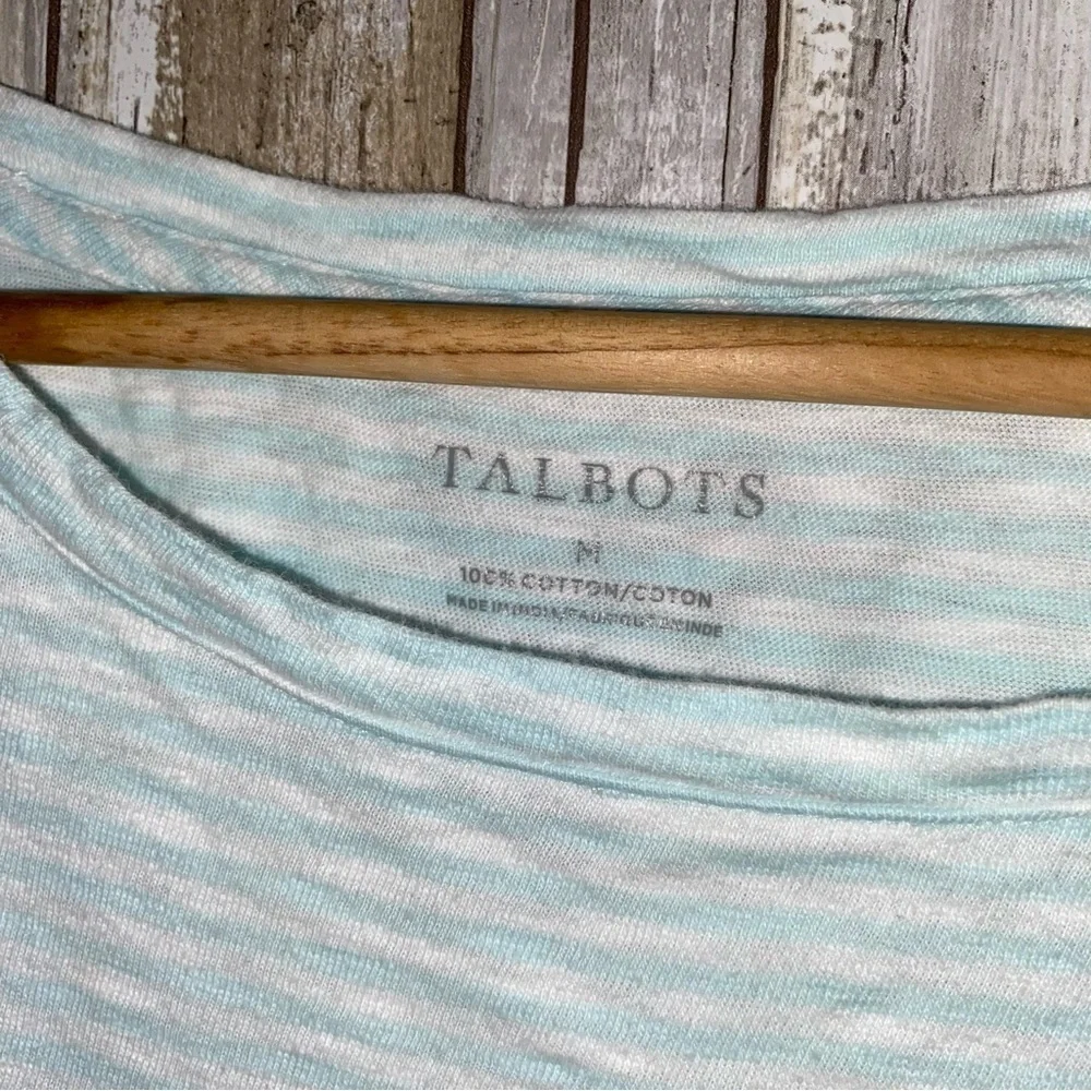 Talbots Blue Striped Embroidered Flip Flop Tee - Picture 3 of 3